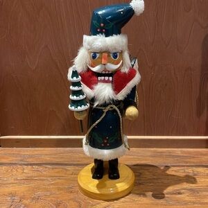Festive Nutcracker with Tree - Blue and Gold